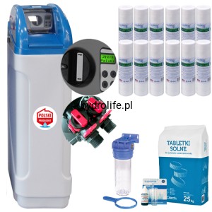 WATERMARKET 20B - Zmiękczacz wody - 20L, sól, test, wkłady, BNT1650F (nowy, poprawiony, bezawaryjny, zawór sterujący, BY-PASS, MIXING, GARTISY 
